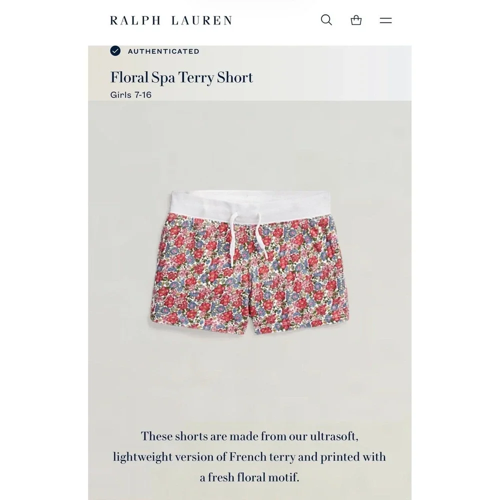 Ralph Lauren Floral Spa Terry Short Girls‎ Medium 8/10